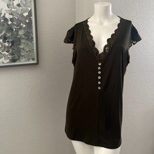 Olive Green Shirt with Lace